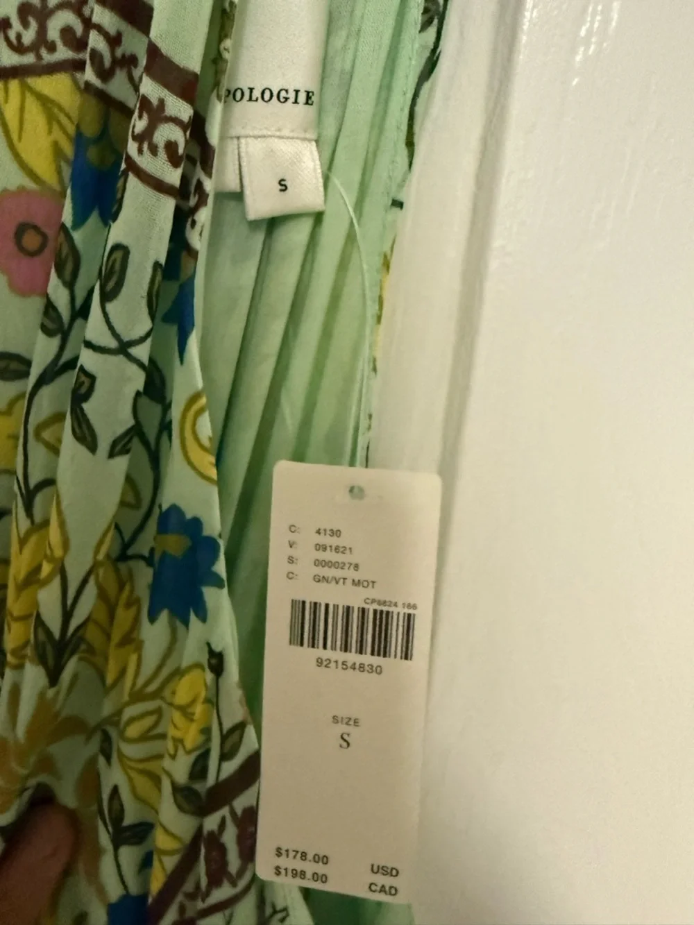 Anthropologie Halter Maxi Dress in Sage Green with Yellow & Blue Floral - Picture 4 of 4